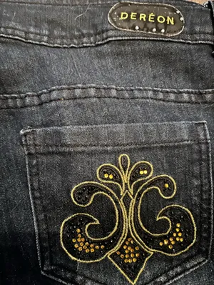 Vintage y2k early 2000s Skinny Jeans in Washed Black with Embroidered Pockets thumbnail 4