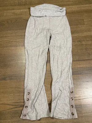 Anthropologie Grey Fold Over Button Leg Lounge Pants: Size Small thumbnail 4