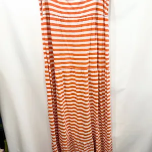 Old Navy Large Maxi Dress Orange White Striped Tiered‎ Sleeveless TN Vols 1595 thumbnail 4