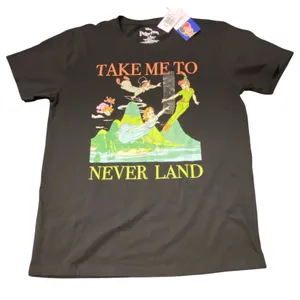 NWT Disney Peter Pan Take Me To Never Land Graphic Tee Black Large L thumbnail 1