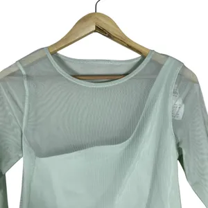 NWT Abercrombie & Fitch Mesh Asymmetric Solid Top Mint Green Y2K Sheer Size M thumbnail 3