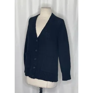 NWT!! J. CREW Marina V-Neck Cardigan Sweater Pockets Solid Black‎ Preppy Medium thumbnail 6