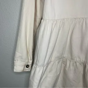 Free People Cream Nicole Tiered Button Down Long Sleeve Mini Shirt Dress thumbnail 9