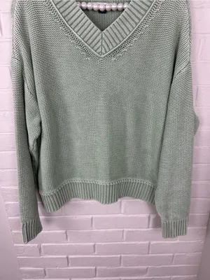 American Eagle Light Green Cotton Knit Sweater Size XS thumbnail 4