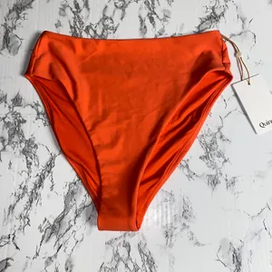 NWT Quince Sunset Orange Italian High-Rise High-Leg Bikini Bottoms Size Medium thumbnail 3
