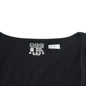OQQ Women Black Ribbed Long Sleeve Jumpsuit Square Neck Thumbhole Medium | 24-17 thumbnail 3