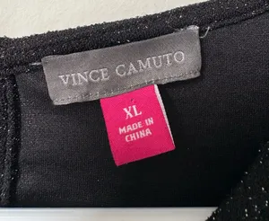 Vince camuto black sparkle puff-sleeve Blouse XL thumbnail 3