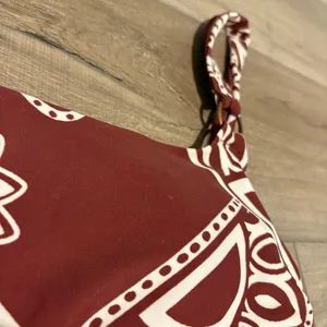 Aerie Boho Henna‎ Floral O Ring Scoop Bikini Top Brown White Size Medium thumbnail 3