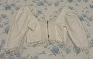 White Milkmaid Crop Top Adjustable Sleeves thumbnail 3
