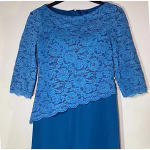 LanTing Formal Maxi Dress Women Teal Blue Lace Chiffon Mother of Bride Gown NWOT thumbnail 3