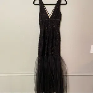 Monique Lhuillier Black Lace Sleeveless Mermaid Dress Formal Womens 0 Whimsigoth thumbnail 16