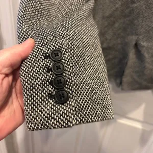 A New Day Womens Black White Tweed Puffed Shoulder Single Button Blazer Size 14 thumbnail 7