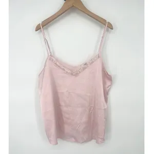 Zeagoo Cami Top Womens M Pink White Lace Trim Satin Lightweight 2‎ Pack Layering thumbnail 3