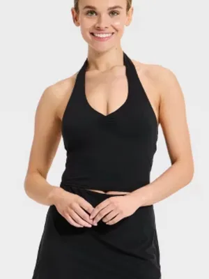 JoyLab Black Halter Crop Top thumbnail 1