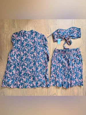 Free People Poolside Three Piece Set in Blue Combo thumbnail 5