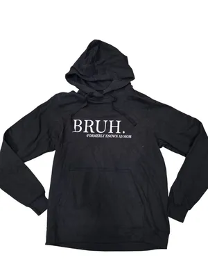 Bruh. Formerly Known As Mom Black Hoodie Pullover M Port & Company Unisex thumbnail 4