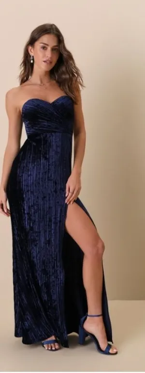 LULU's Elegant Retro Prom Wedding Special Event Modern Chic Sexy Velvet Maxi thumbnail 1