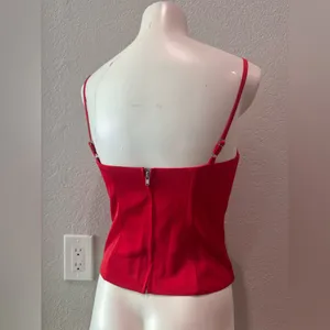 NEW Revolve NBD Silk Lipstick Red Cross Strap Bustier Corset XS 2 thumbnail 3