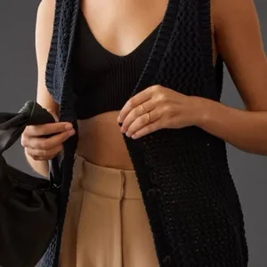 Anthropologie Maeve Tammie Jo Sweater Vest – Navy Blue Open Knit thumbnail 2