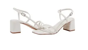 Marc Fisher Women's Jeci Black Heel Sandals Ivory Patent Size 11 thumbnail 1