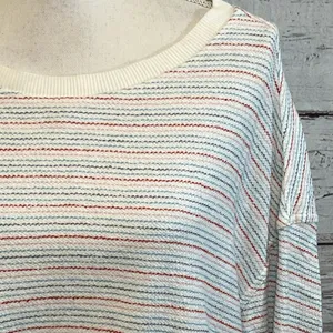 UNIVERSAL THREAD Sweatshirt Crewneck Cotton White w Red, Pink, Blue Stripes-XXL thumbnail 3