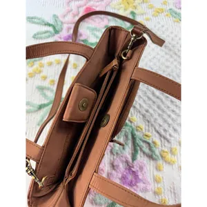 Brown Leather Satchel Shoulder Crossbody Bag Multiple Pockets‎ thumbnail 5