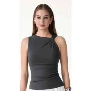 OGLmove Navy Blue Asymmetric Neckline Sleeveless Tank Top Size XS New NWT thumbnail 2