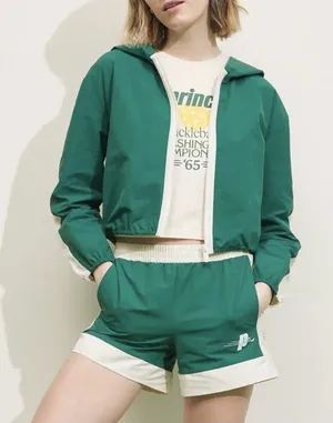 Prince Green Jacket Windbreaker Zip Hooded Cropped and shorts‎ Logo Size xs thumbnail 1