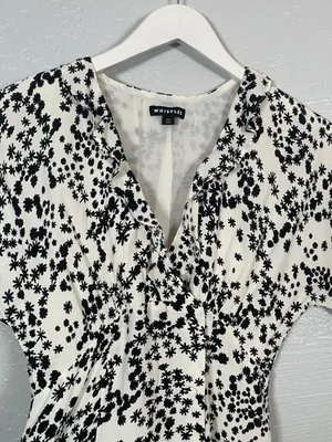Whistles Women 4 White Black Floral Print Maxi Dress Button Front Ruffle Summer thumbnail 4