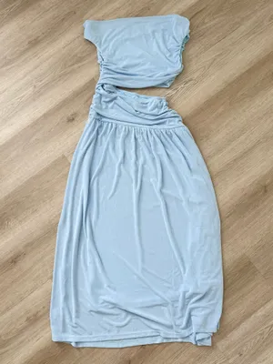 Cider Asymmetrical Neck Ruched Waist Cutout High Stretch Bodycon Maxi Dress thumbnail 6