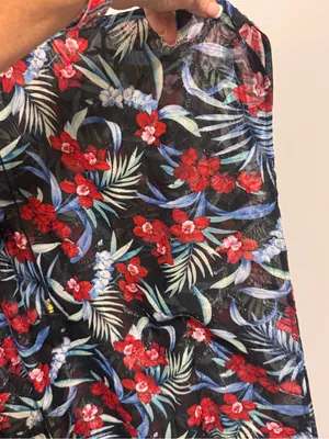Tommy Bahama Midnight‎ Orchid Floral Lace-Up Swim Cover Up S/M thumbnail 4