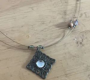 Bohemian Beaded Necklace with Square Pendant thumbnail 2