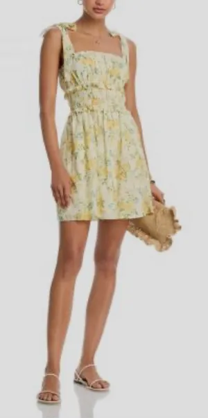 Aqua Yellow Floral Mini Dress thumbnail 1