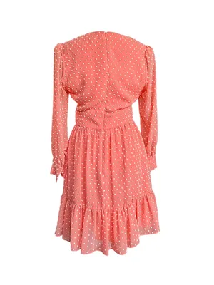Saloni Marissa Coral Swiss‎ Dot Mini Dress Sz 6 thumbnail 6