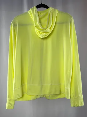 Sundry Lightweight Full Zip Hoodie in Neon Yellow Size 0 or XS thumbnail 4