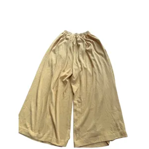 Free People Mustard Yellow Textured Knit Wide Leg Elastic Waist Pants Size S thumbnail 2