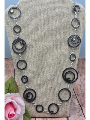 Brighton 36" TOWNSEND Silver Plated Stations and Crystal Long Statement Necklace thumbnail 2