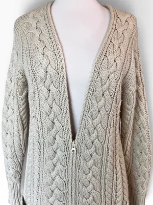 Isabel Marant Etoile Cable Knit Wool Zip Cardigan Sweater thumbnail 3