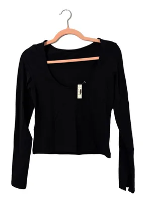 Madewell Ballet Scoop Back Long Sleeve Tee Top Women Size Small Black Shirt New thumbnail 6