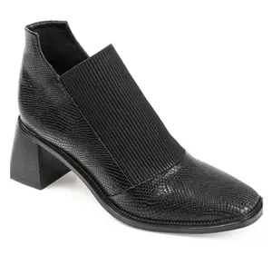 Journee Signature Booties‎ Size 10 Black Leather Stretch Vamp Block Heel NEW thumbnail 1