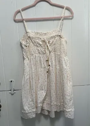 Free People White Floral Spaghetti Strap Dress thumbnail 4