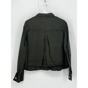 LOFT Utility Jacket Womens XL Olive Green Cotton Linen Cropped Cargo ‎ Military thumbnail 5