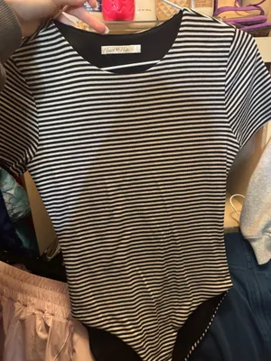 Striped body suit Multiple thumbnail 1