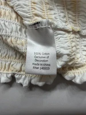 SO Yellow White Smocked Tank Top Size Small 100% Cotton Summer Beach thumbnail 8