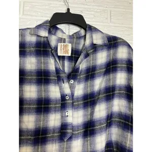 A Shirt Thing Diego plaid flannel‎ Popover top long sleeve women's size small thumbnail 3