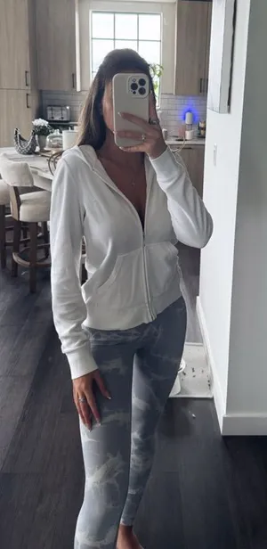 Vintage Juicy Couture White Zip Hoodie with Front Pockets (Size Large) thumbnail 1