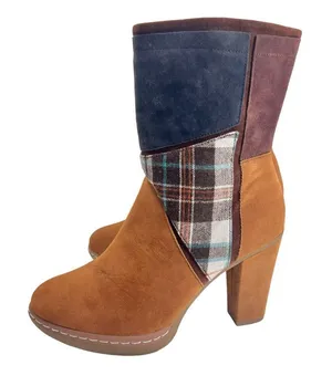 Muk Luks Nola brown:suede vegan boho patchwork heeled boots thumbnail 1