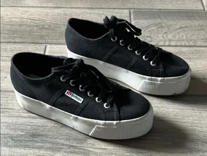 Superga Black and White Canvas Sneakers thumbnail 1