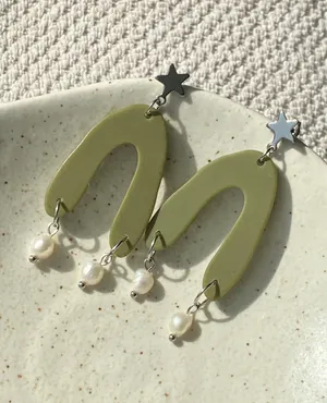 unique retro vintage funky boho style dangle earrings 🌀🍃💛 thumbnail 4