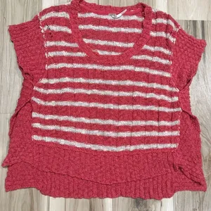 Free People Teracotta Striped Chunky Knit Pullover Top Women’s Medium thumbnail 2
